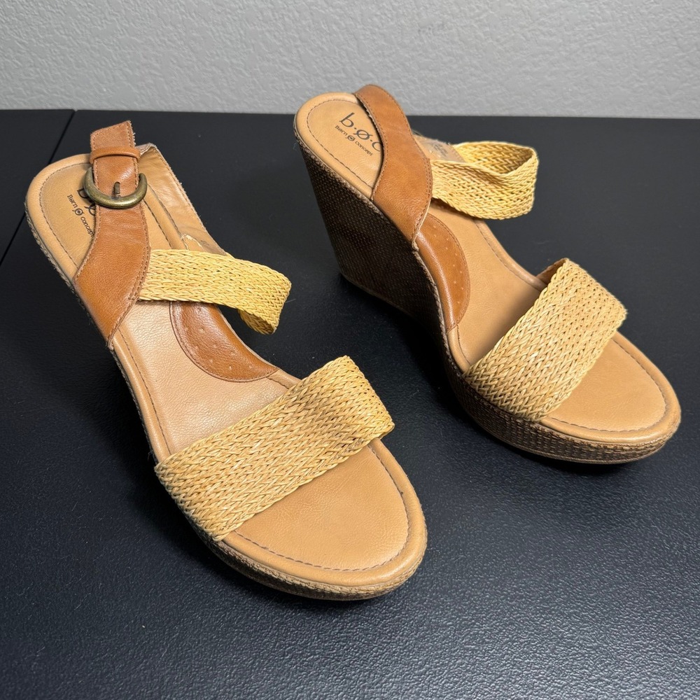 b.o.c.‎ Born Concept Women Tan Woven Wedge Sandals C62516 Size 10/42